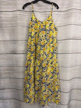 NWOT THML Yellow & Blue Floral Sleeveless Midi Dress Size S